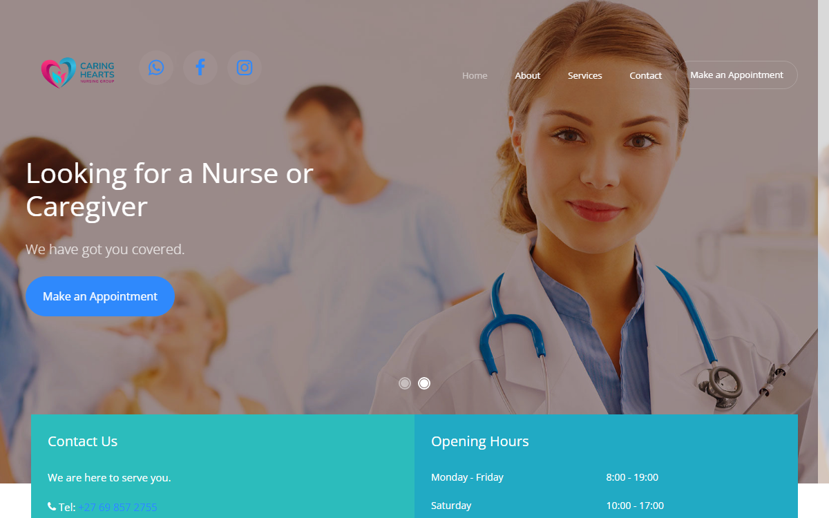 Caring Hearts Nursing Group website preview